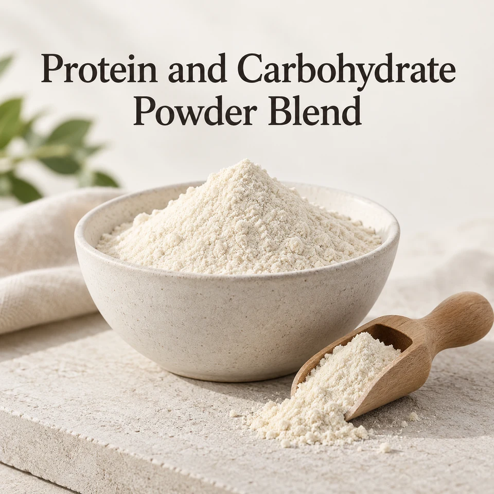 Protein and Carbohydrate Powder Blend ingredient sourcing visual