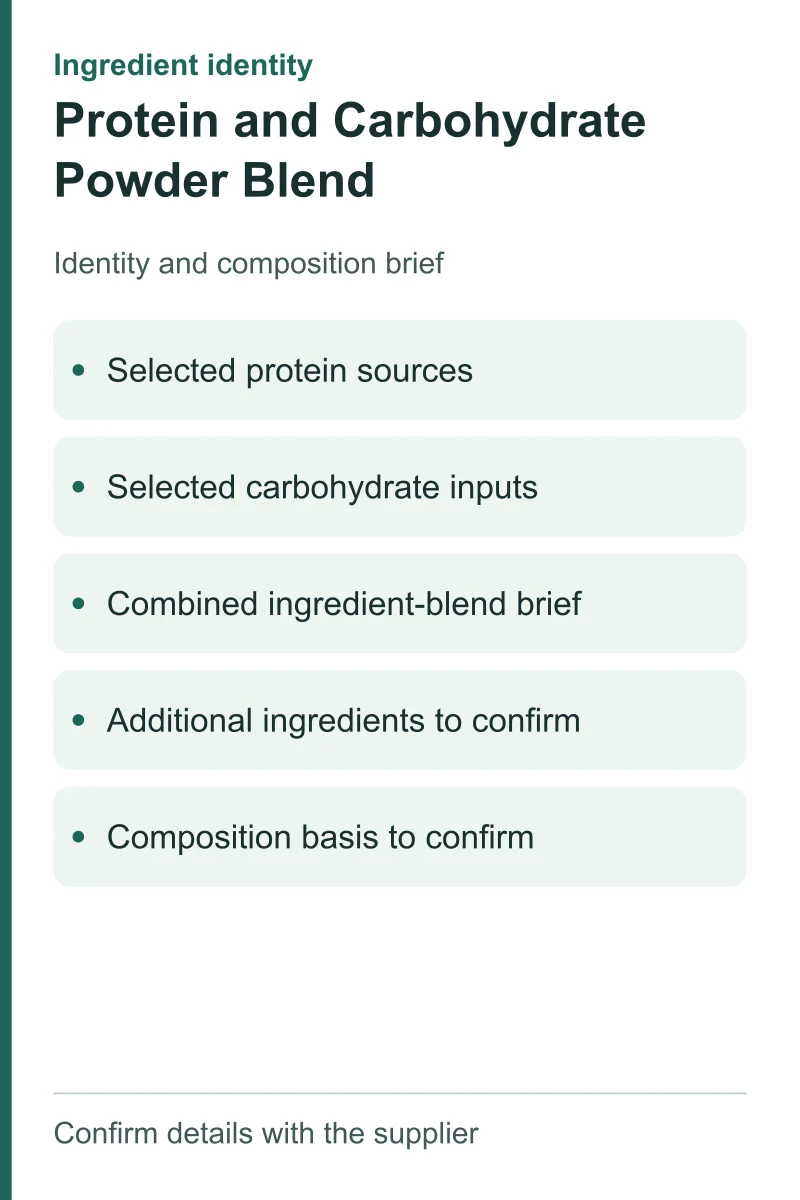 Protein and Carbohydrate Powder Blend — ingredient inputs