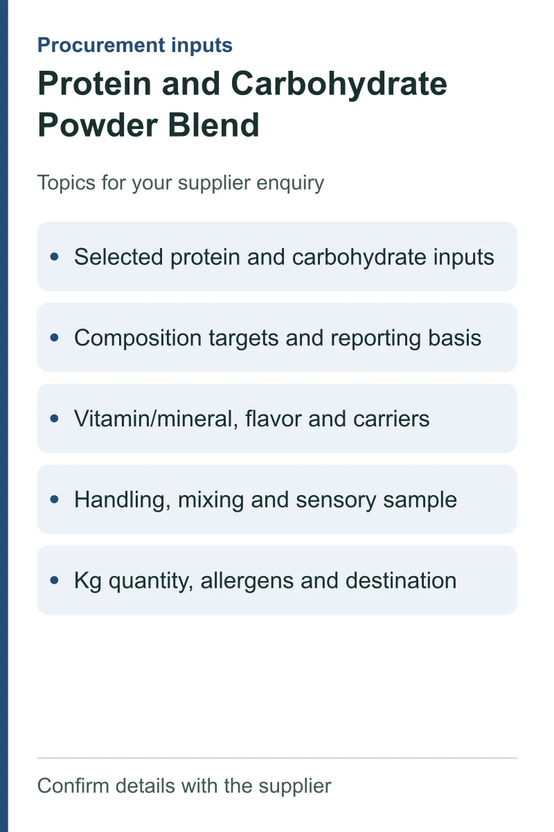 Protein and Carbohydrate Powder Blend — procurement topics