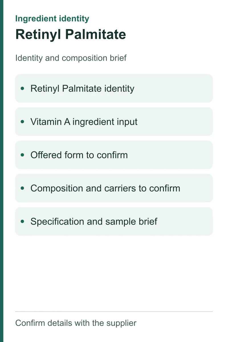 Retinyl Palmitate — ingredient inputs