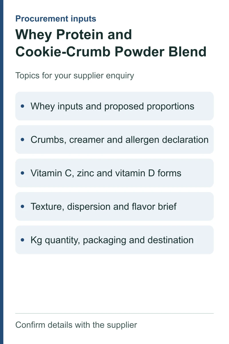 Whey Protein and Cookie-Crumb Powder Blend — procurement topics