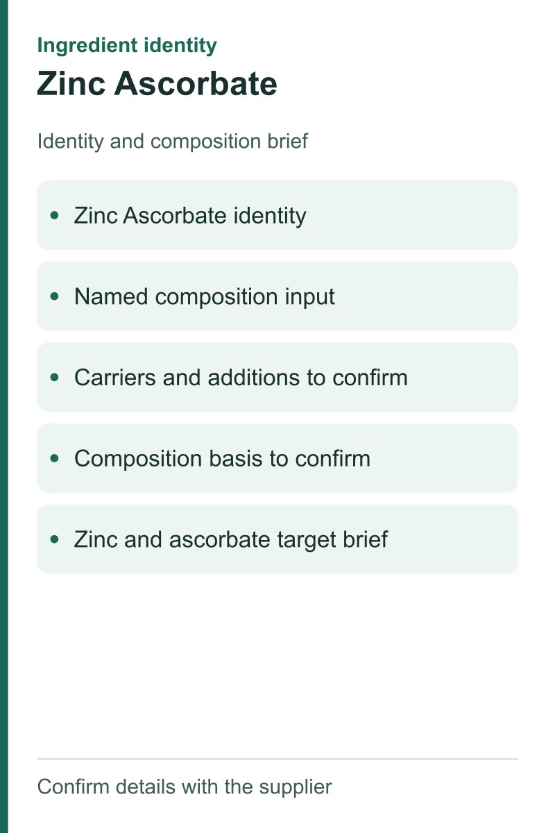 Zinc Ascorbate — ingredient inputs