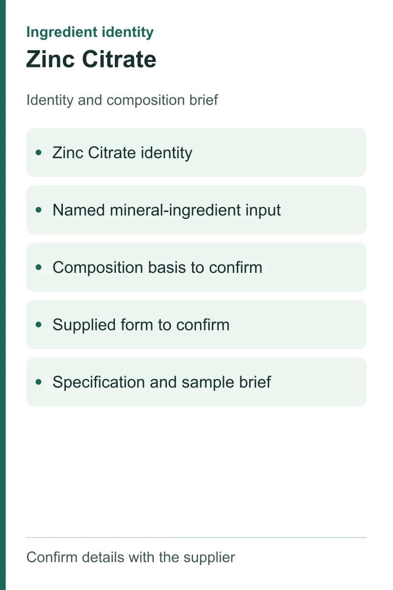 Zinc Citrate — ingredient inputs