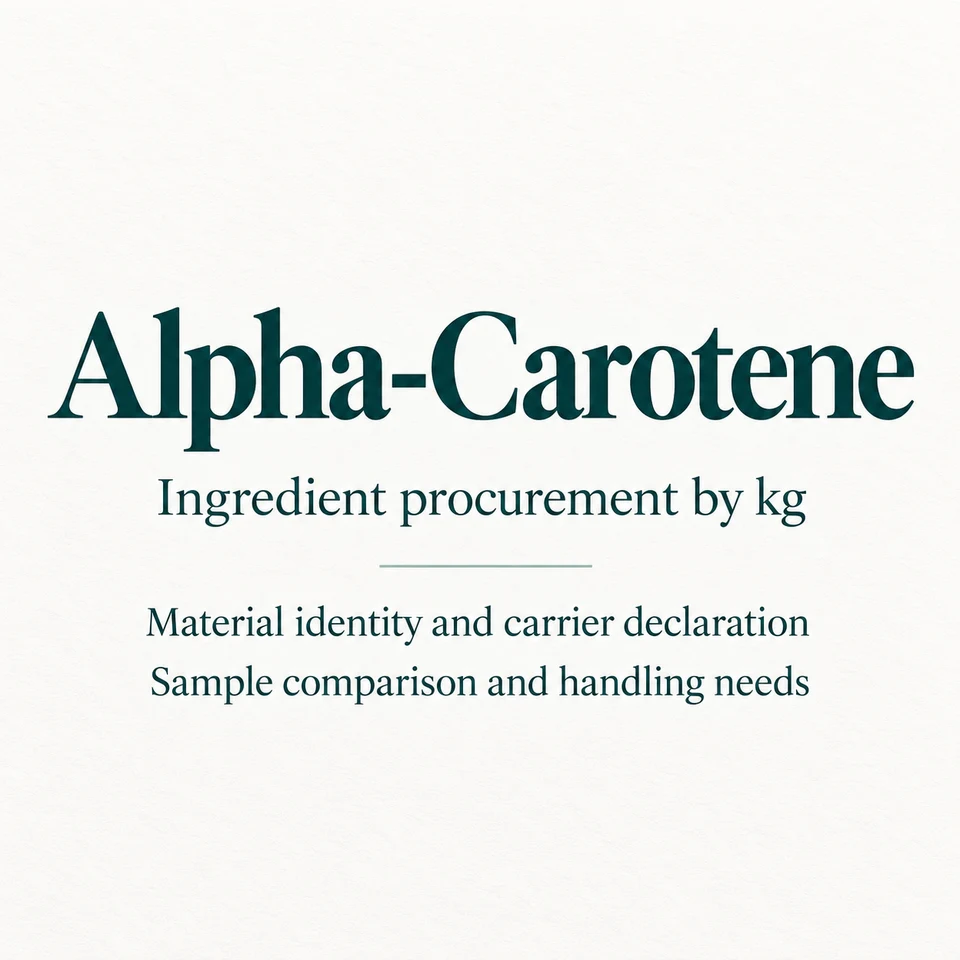 Alpha-Carotene ingredient identity and procurement by kg