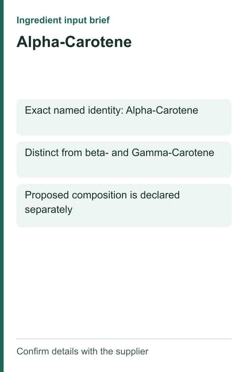 Alpha-Carotene ingredient input brief