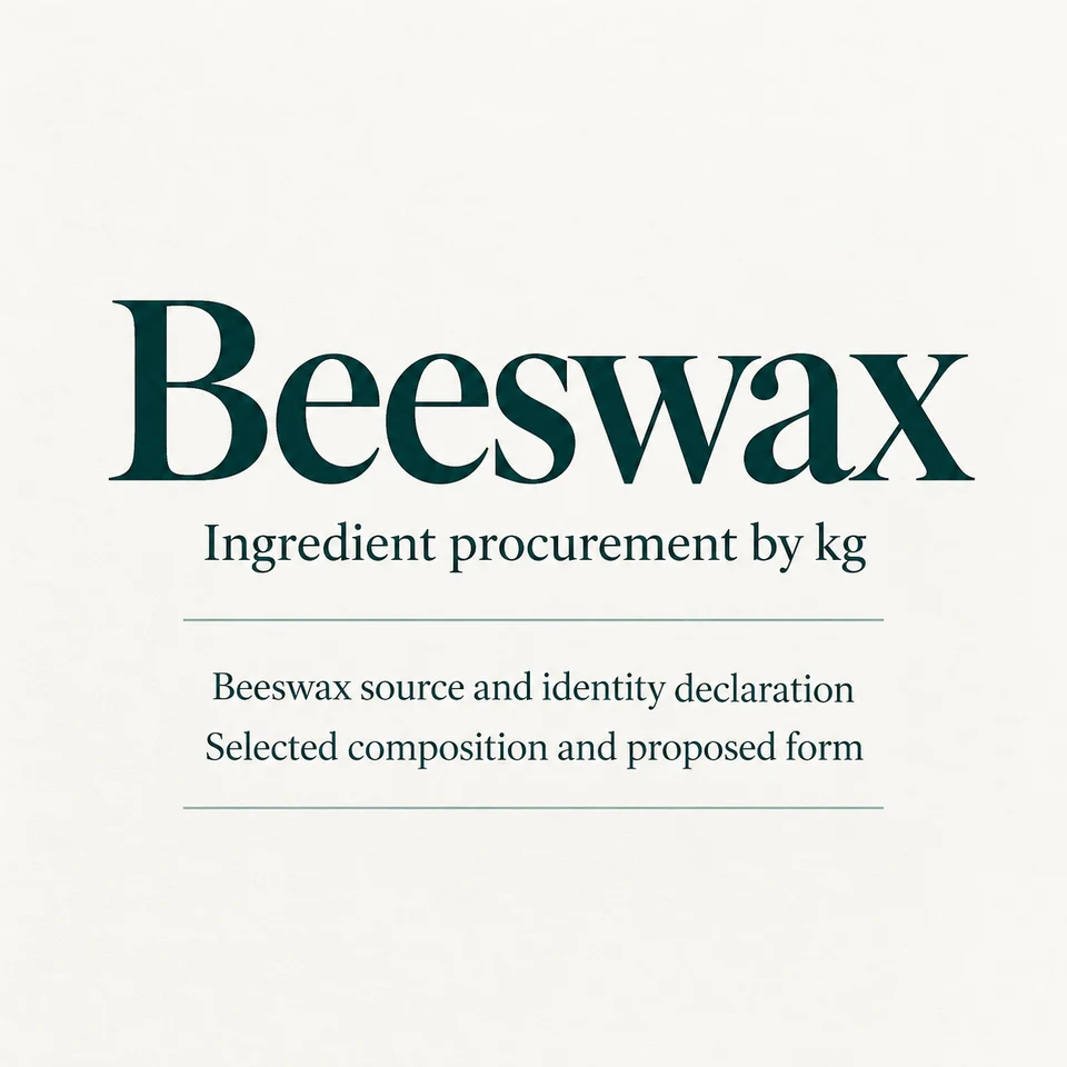Beeswax ingredient identity and procurement by kg