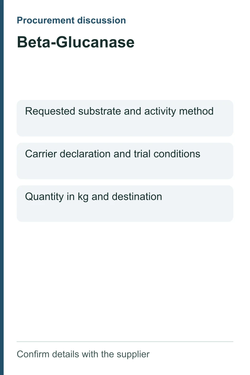 Beta-Glucanase procurement discussion by kg