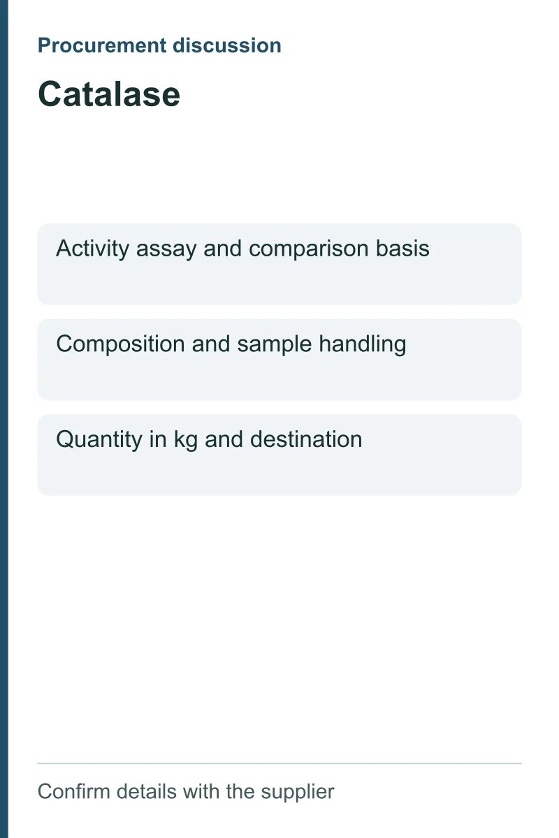 Catalase procurement discussion by kg