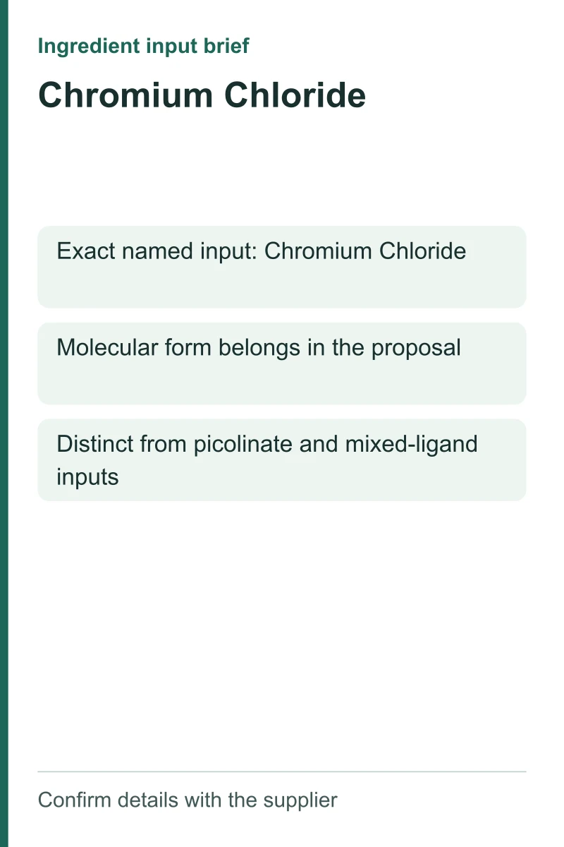 Chromium Chloride ingredient input brief