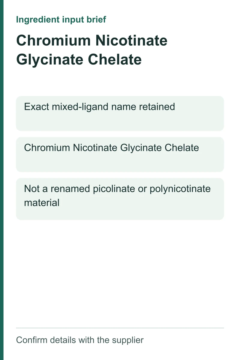 Chromium Nicotinate Glycinate Chelate ingredient input brief
