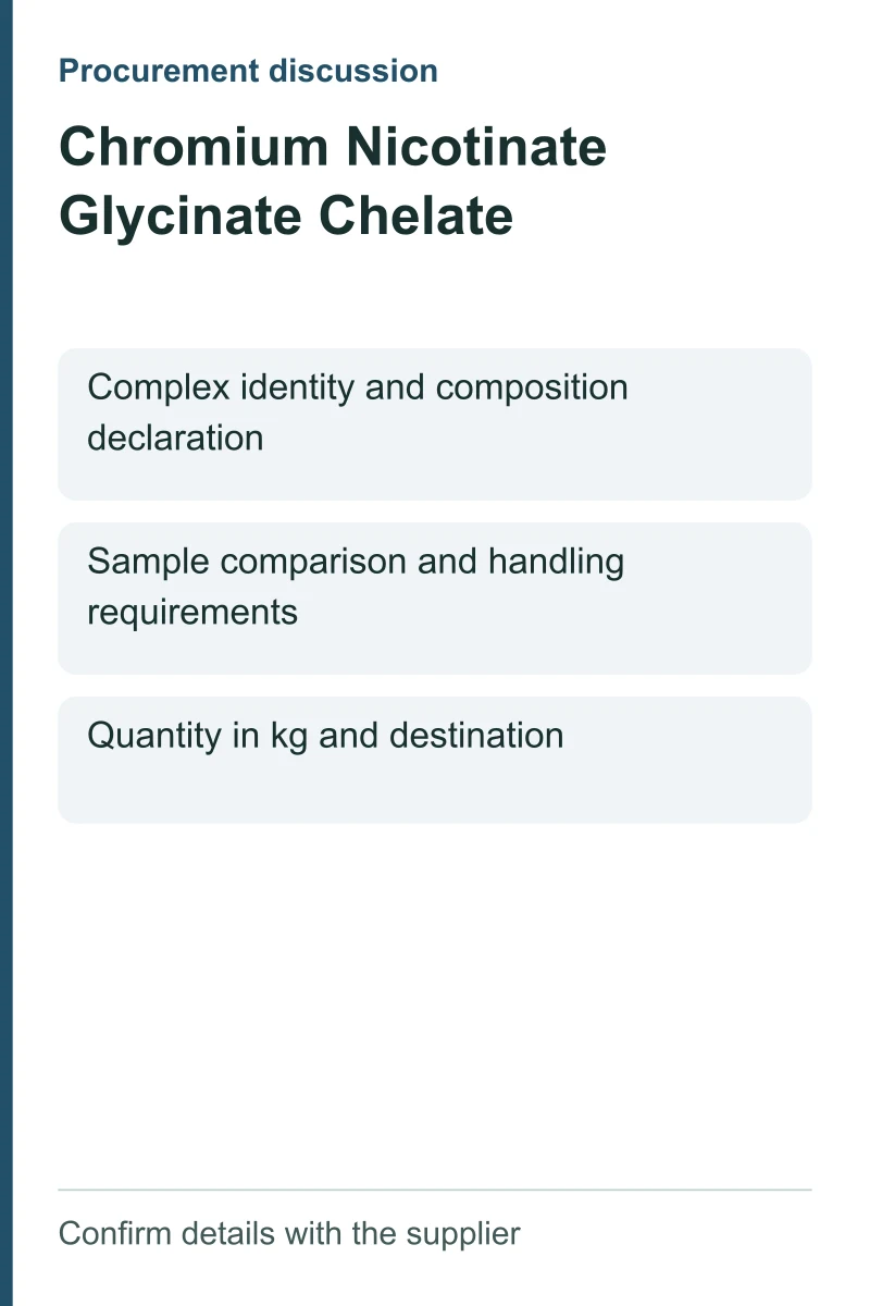 Chromium Nicotinate Glycinate Chelate procurement discussion by kg