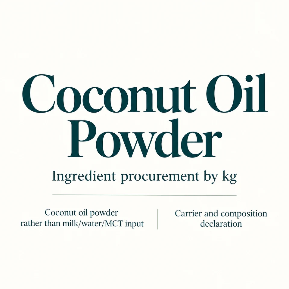 Coconut Oil Powder ingredient identity and procurement by kg