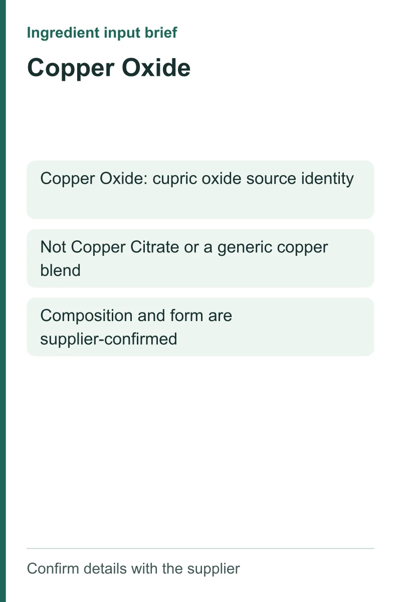 Copper Oxide ingredient input brief