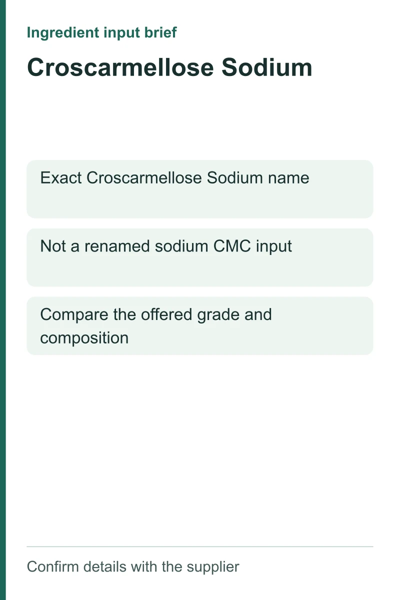 Croscarmellose Sodium ingredient input brief