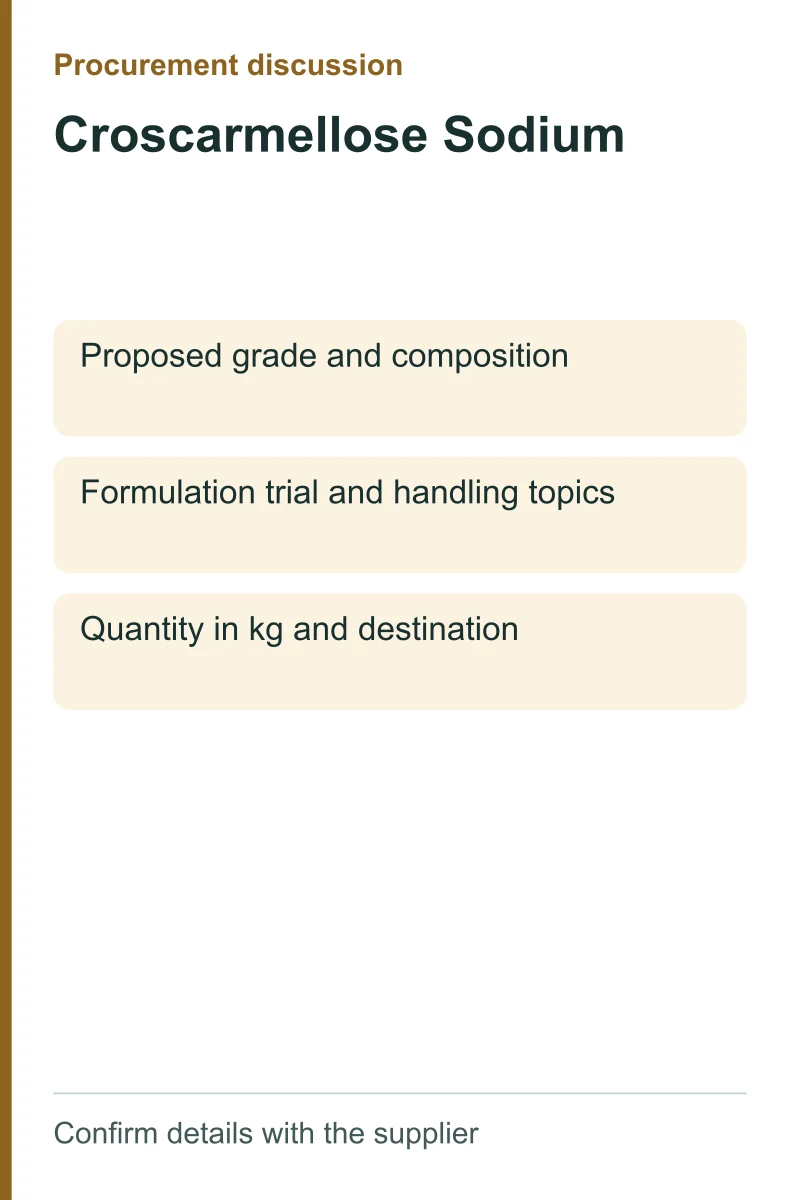 Croscarmellose Sodium procurement discussion by kg