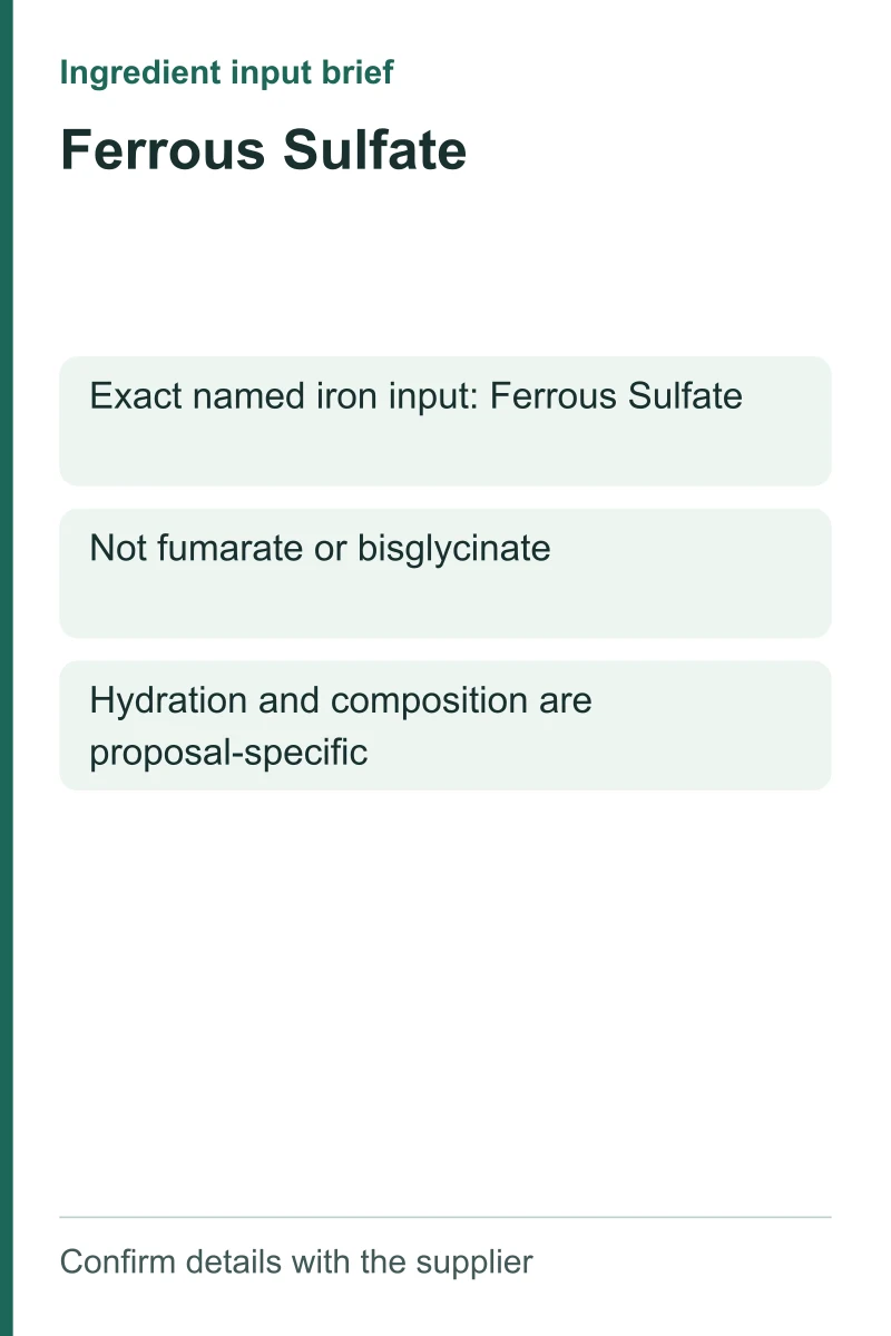 Ferrous Sulfate ingredient input brief