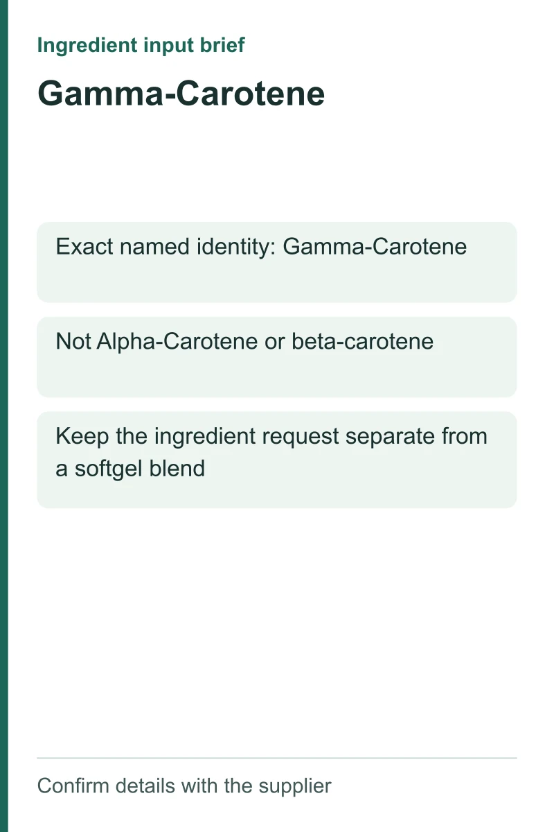 Gamma-Carotene ingredient input brief