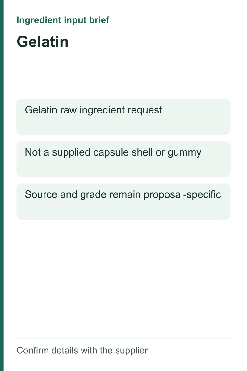 Gelatin ingredient input brief