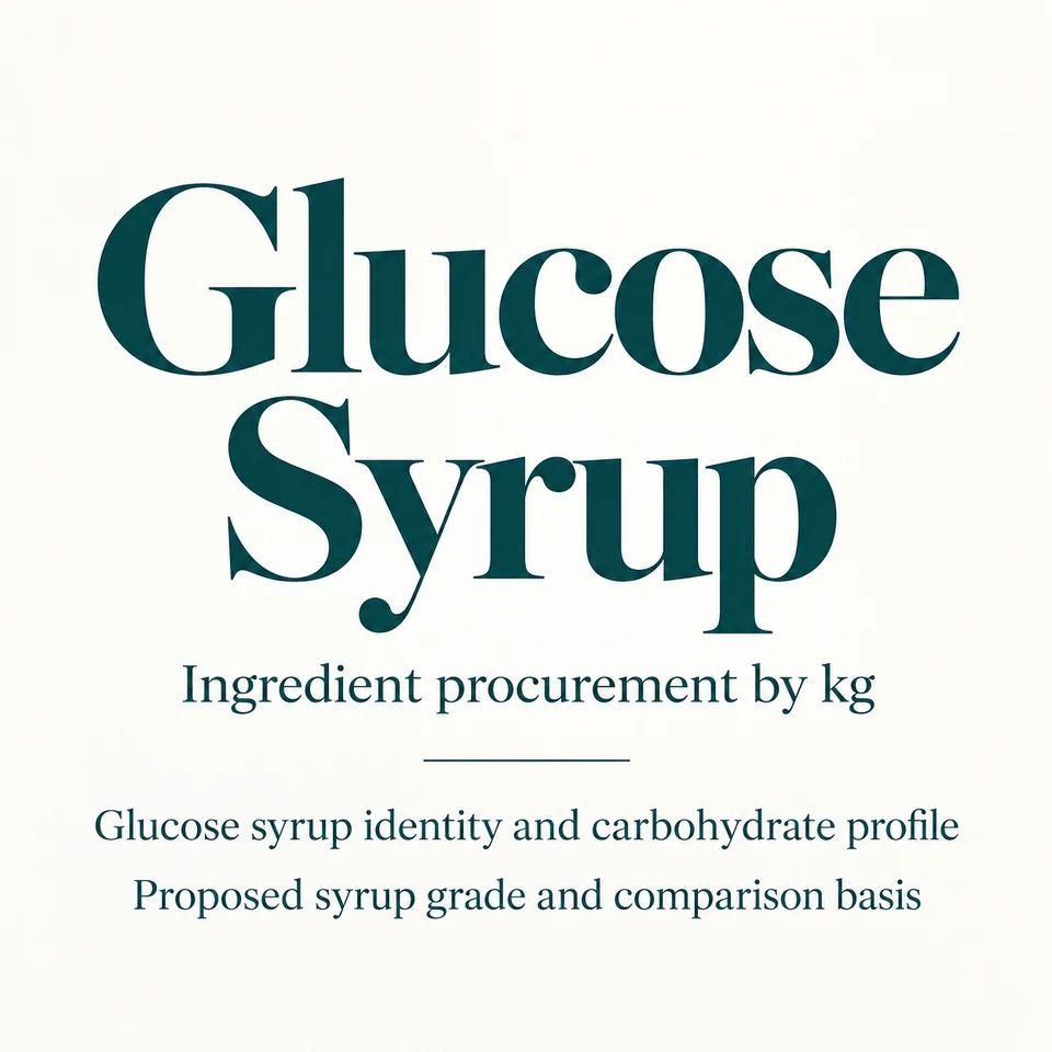 Glucose Syrup ingredient identity and procurement by kg