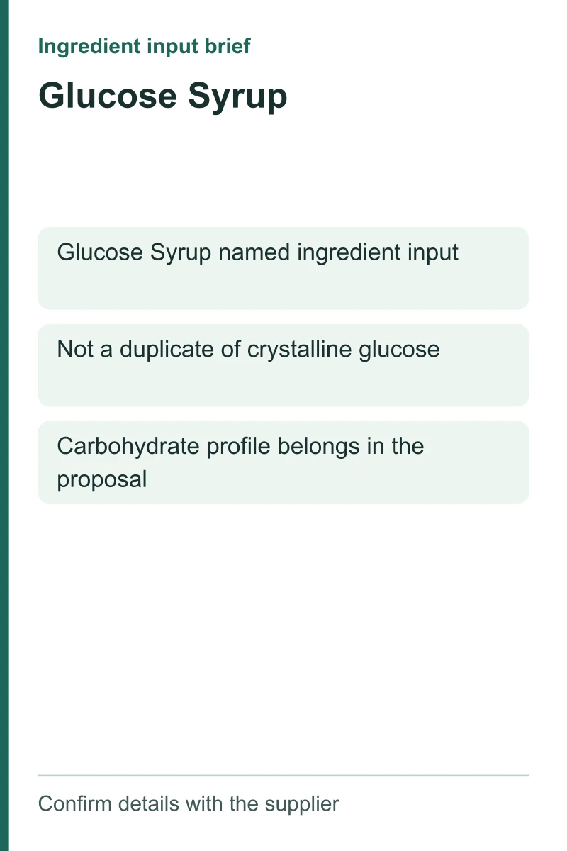 Glucose Syrup ingredient input brief