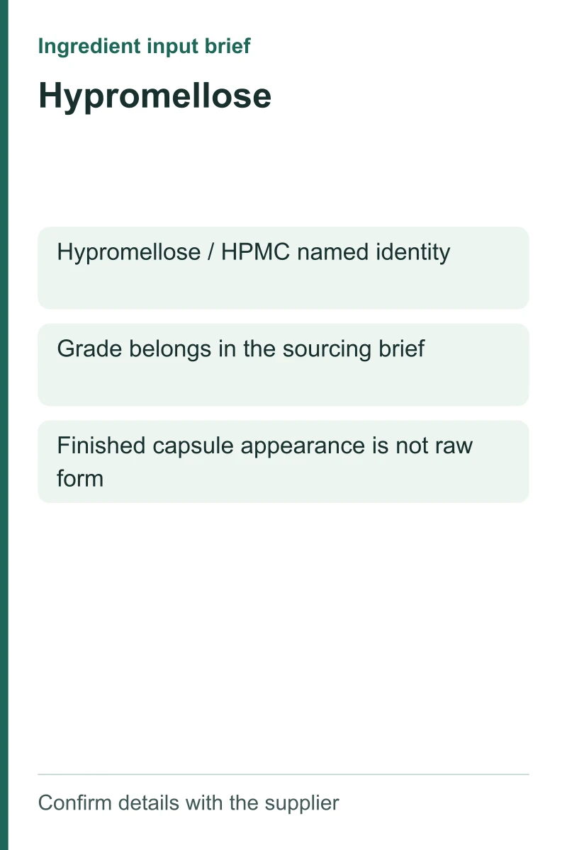 Hypromellose ingredient input brief