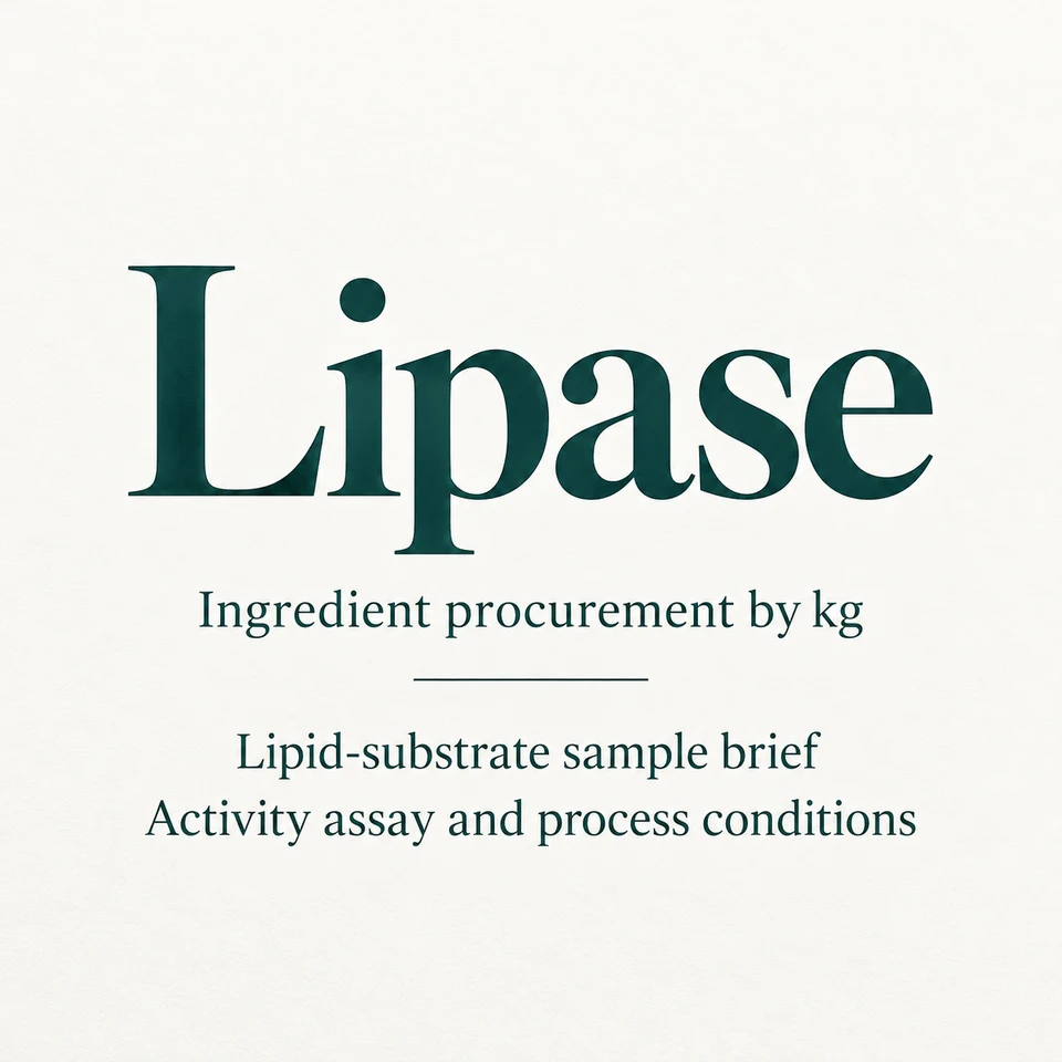 Lipase ingredient identity and procurement by kg