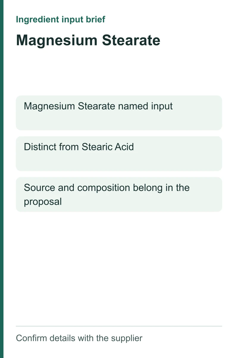 Magnesium Stearate ingredient input brief