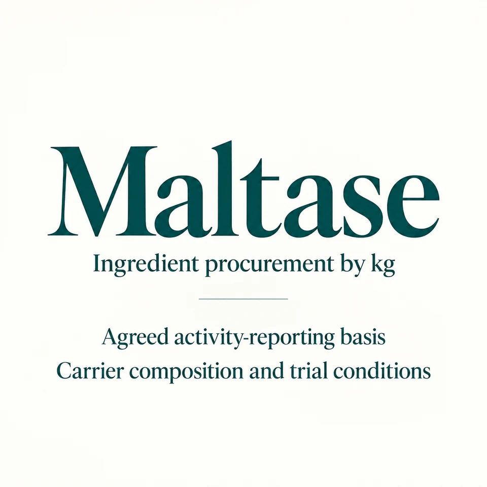 Maltase ingredient identity and procurement by kg