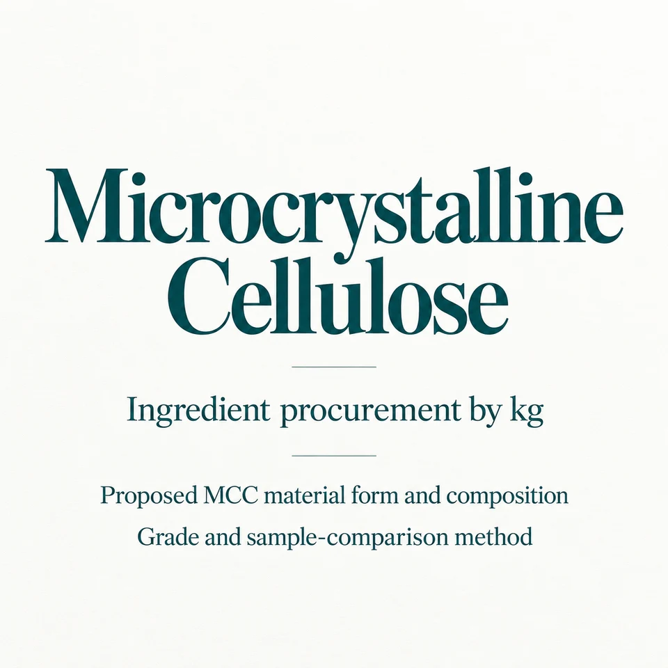 Microcrystalline Cellulose ingredient identity and procurement by kg