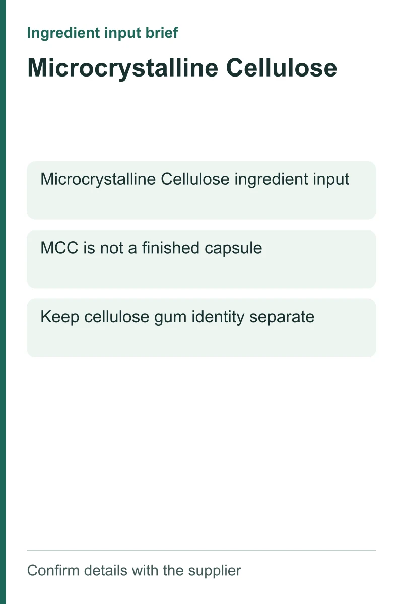 Microcrystalline Cellulose ingredient input brief