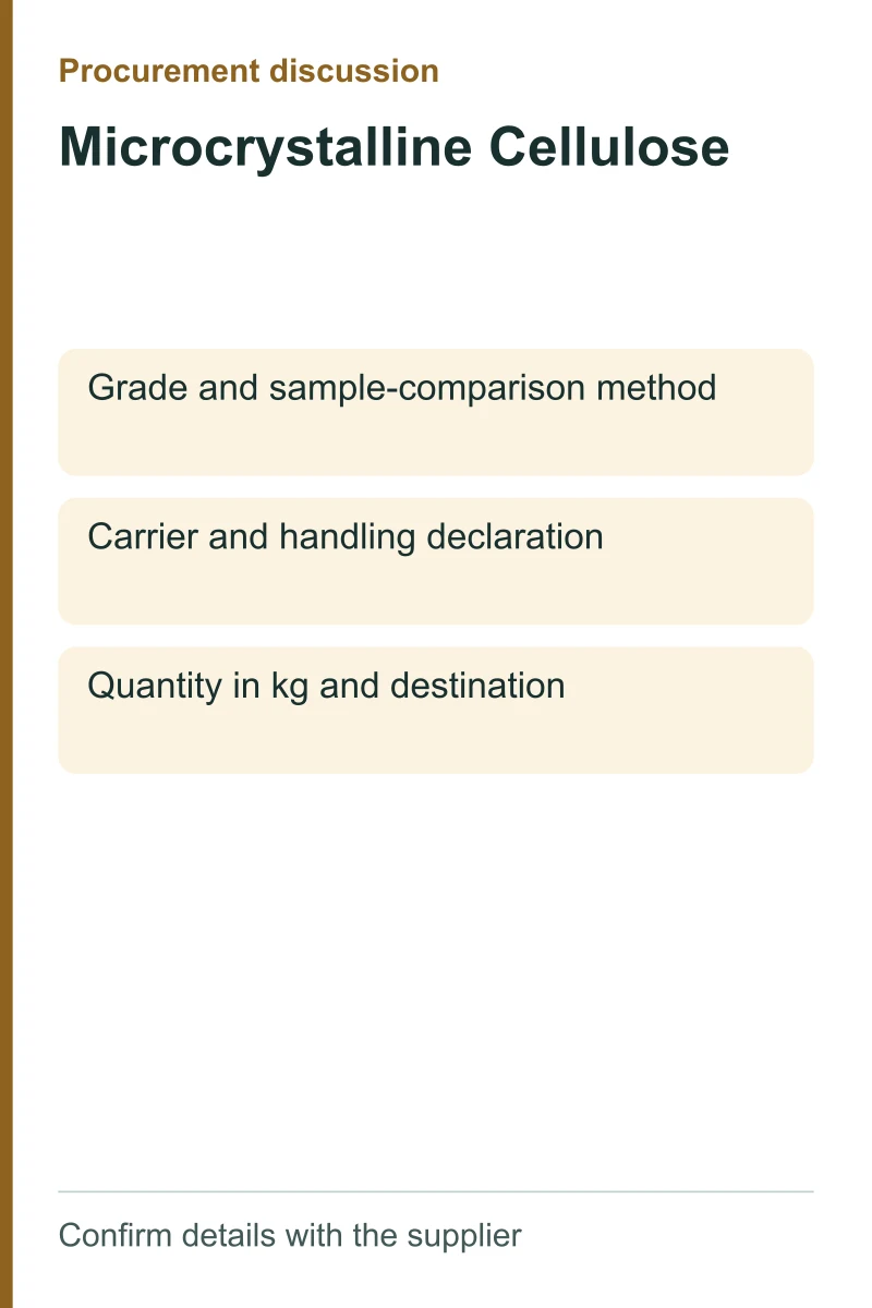 Microcrystalline Cellulose procurement discussion by kg