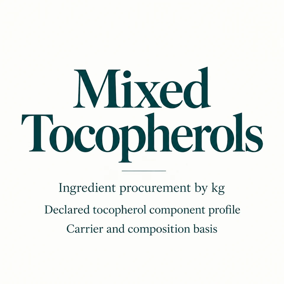 Mixed Tocopherols ingredient identity and procurement by kg