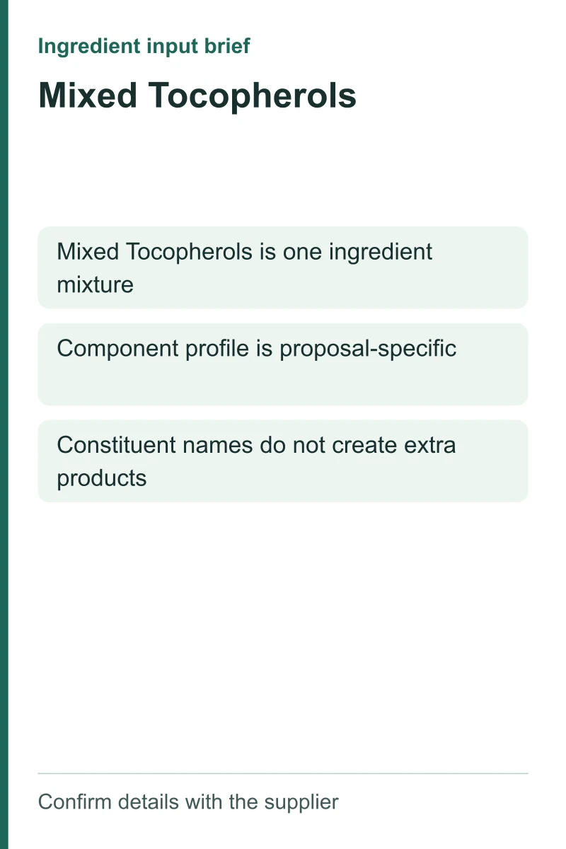 Mixed Tocopherols ingredient input brief