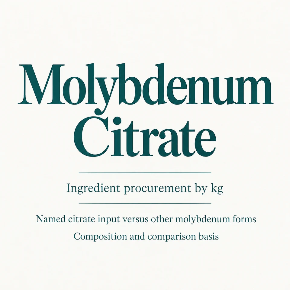 Molybdenum Citrate ingredient identity and procurement by kg