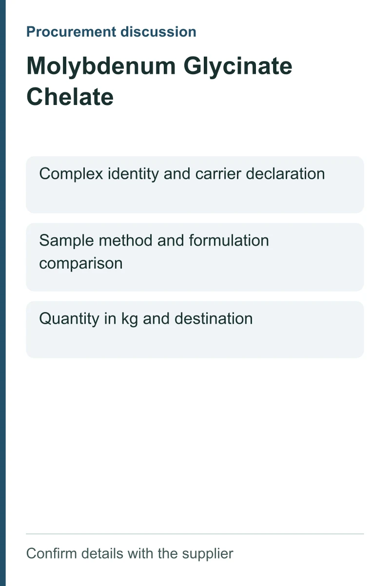 Molybdenum Glycinate Chelate procurement discussion by kg
