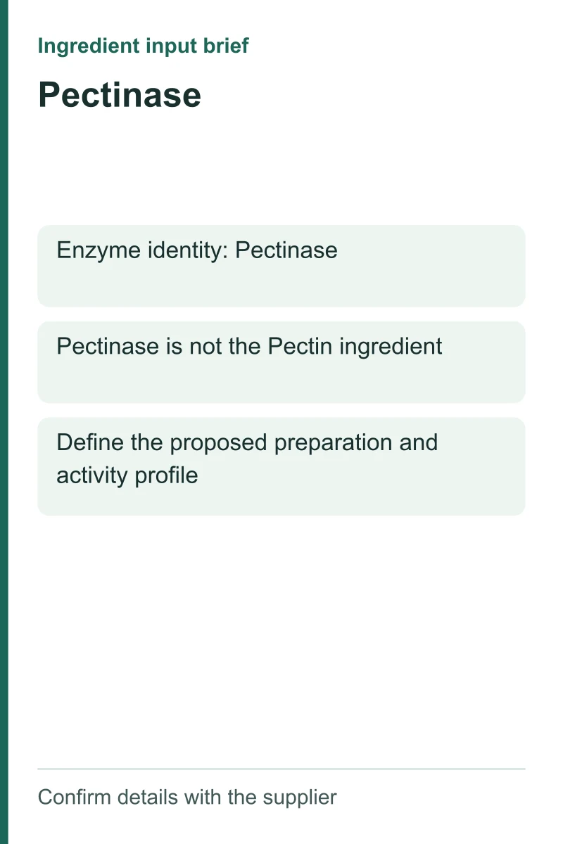 Pectinase ingredient input brief