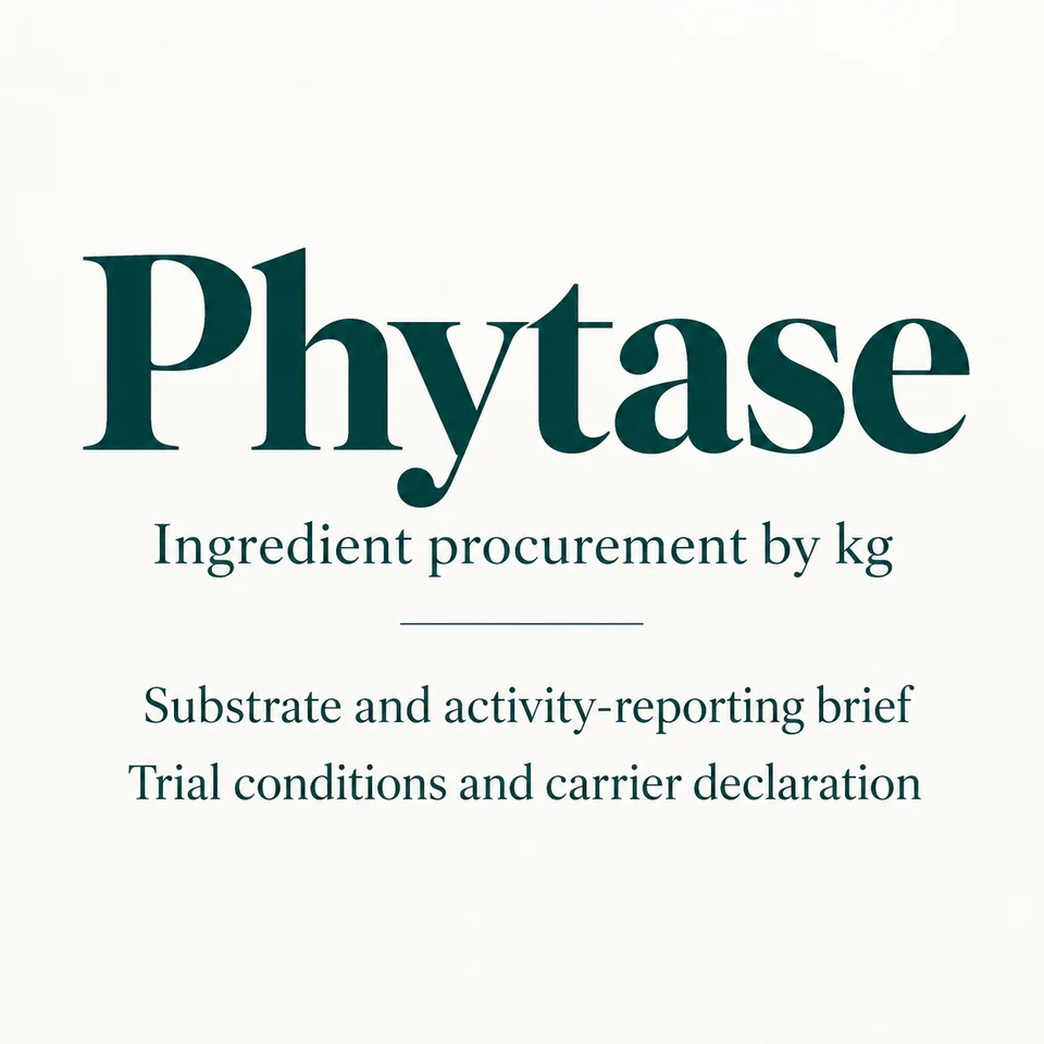 Phytase ingredient identity and procurement by kg