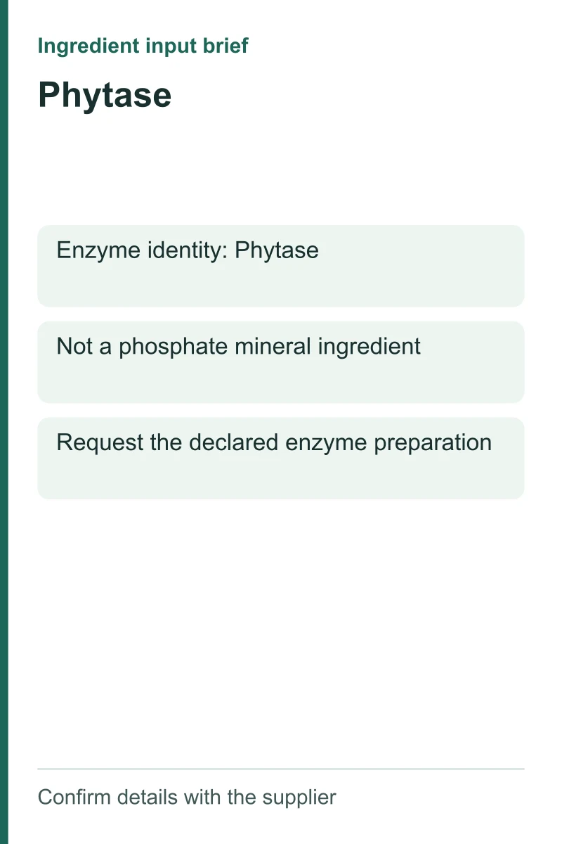 Phytase ingredient input brief