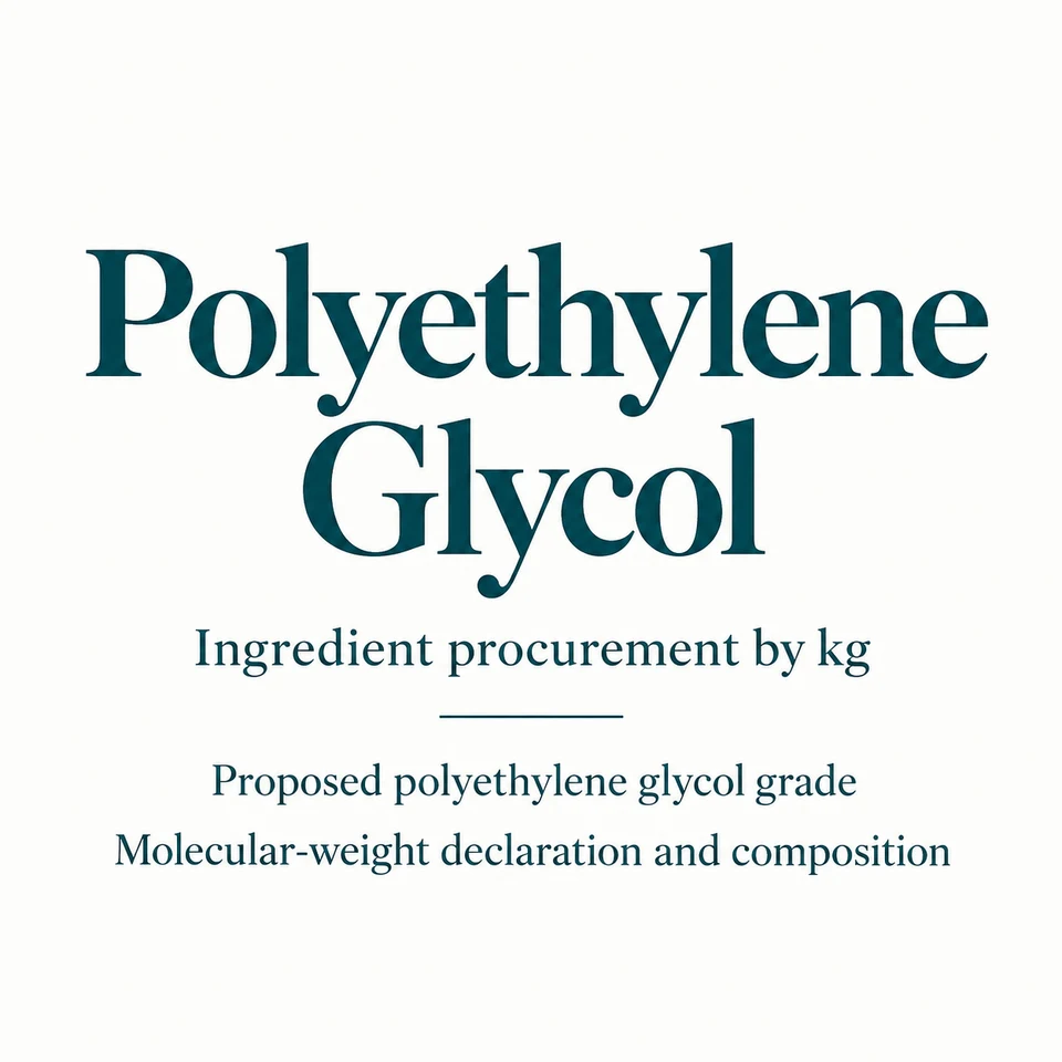 Polyethylene Glycol ingredient identity and procurement by kg