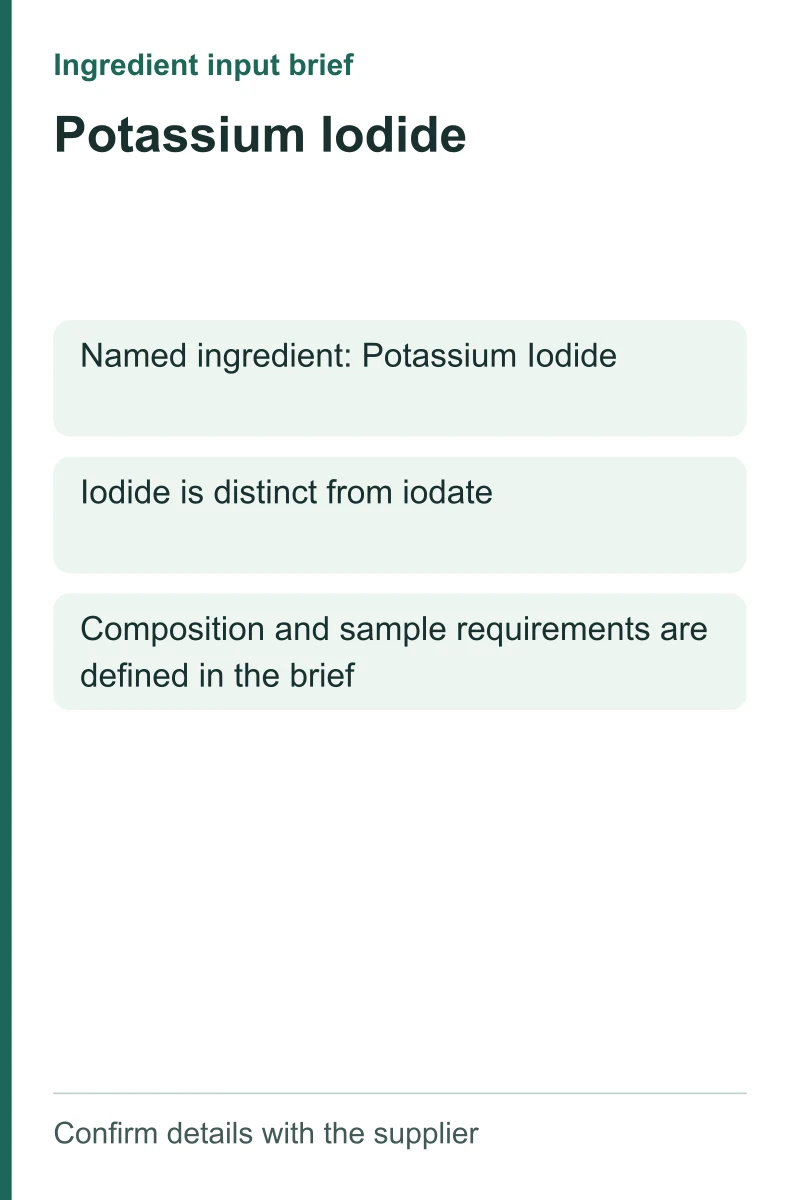 Potassium Iodide ingredient input brief