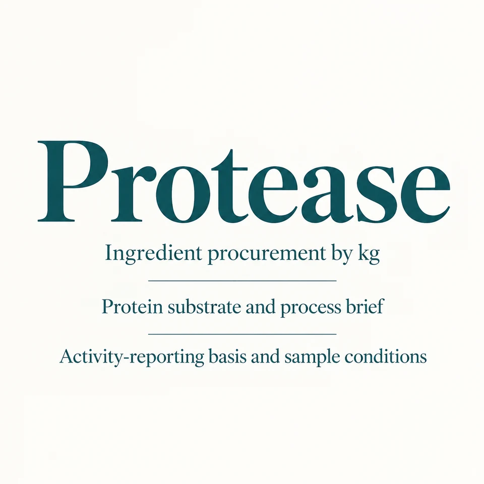 Protease ingredient identity and procurement by kg