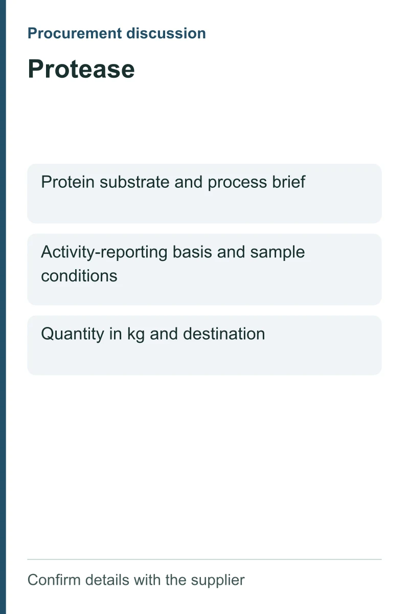 Protease procurement discussion by kg