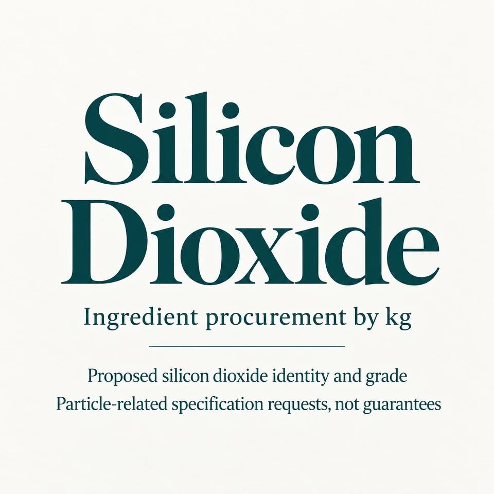 Silicon Dioxide ingredient identity and procurement by kg