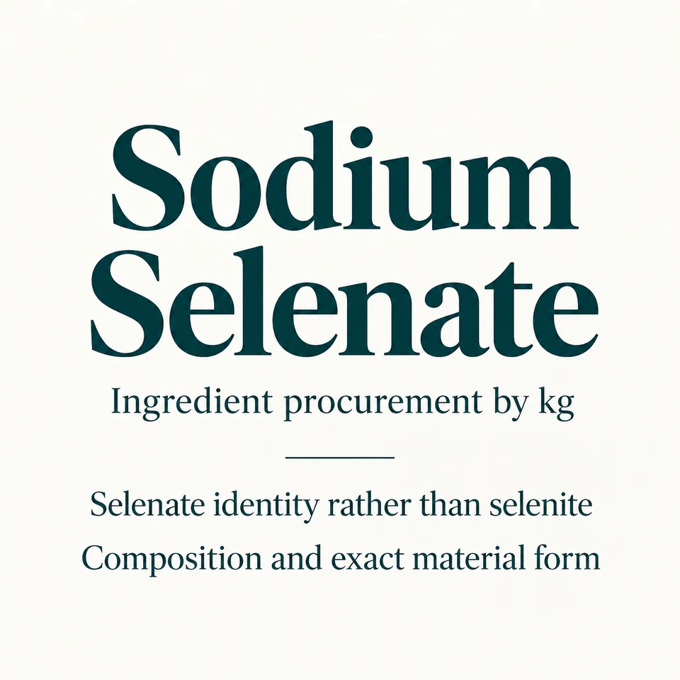 Sodium Selenate ingredient identity and procurement by kg