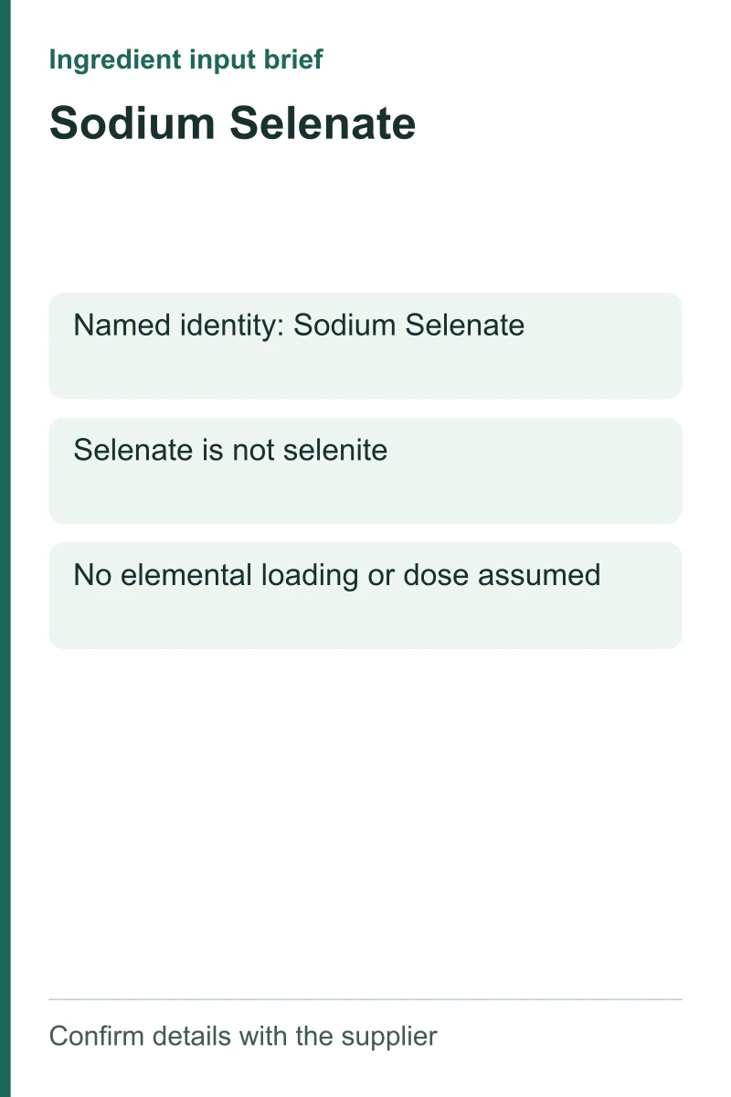 Sodium Selenate ingredient input brief