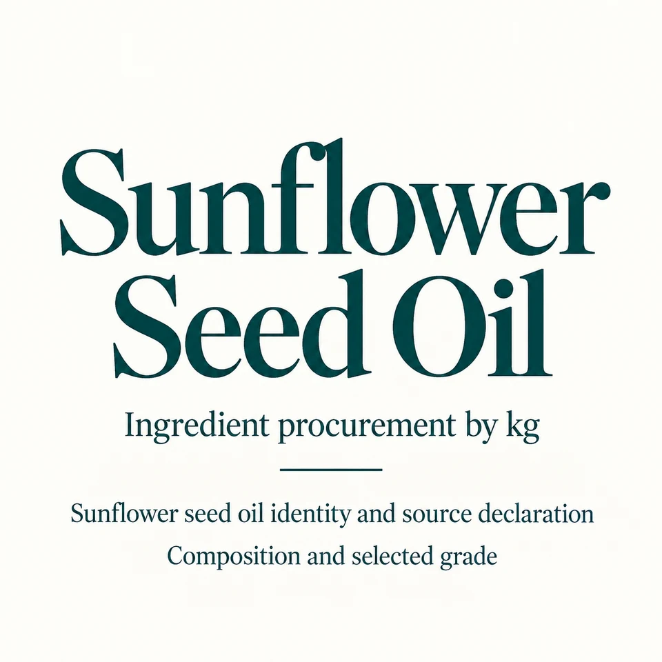 Sunflower Seed Oil ingredient identity and procurement by kg