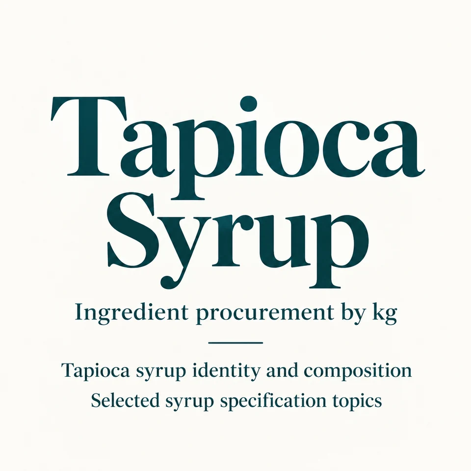 Tapioca Syrup ingredient identity and procurement by kg