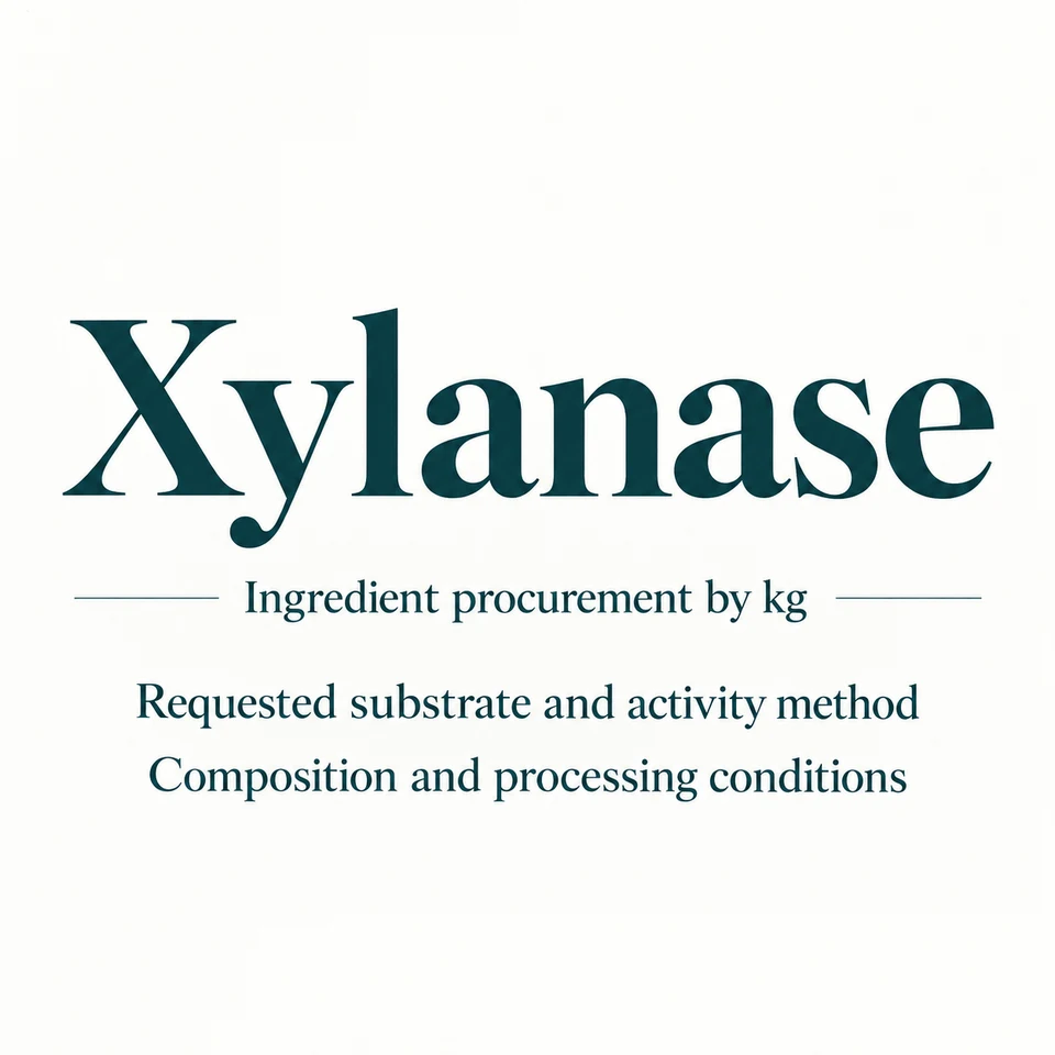 Xylanase ingredient identity and procurement by kg