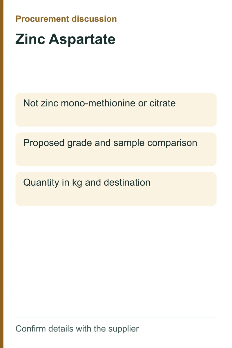 Zinc Aspartate procurement discussion by kg