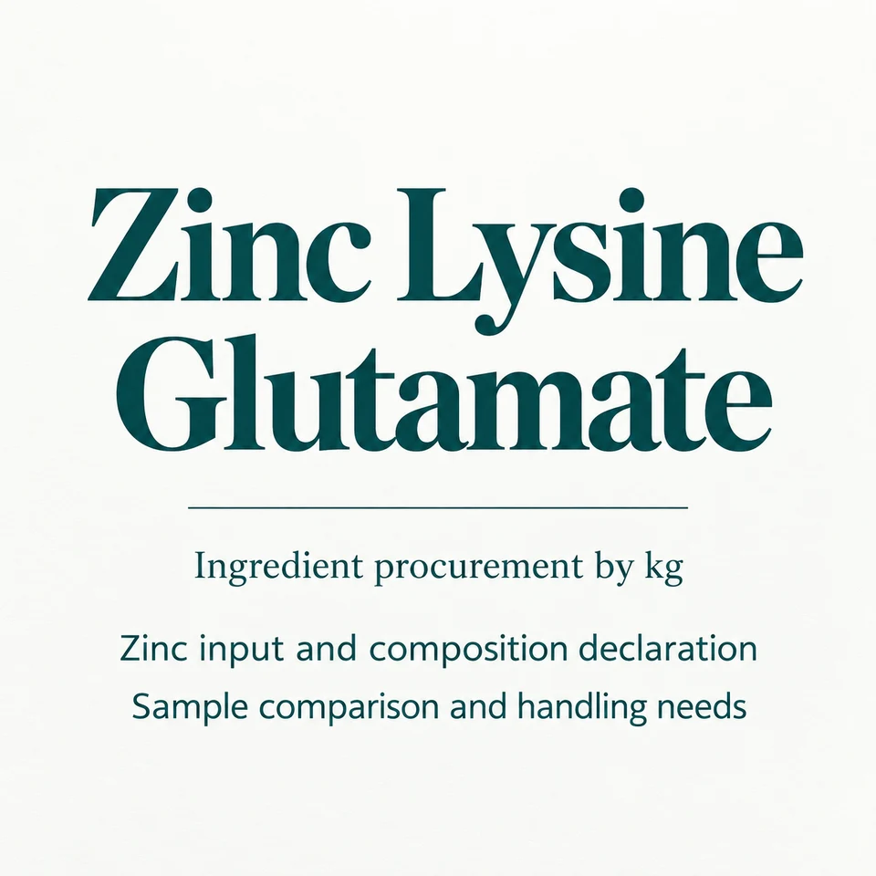 Zinc Lysine Glutamate ingredient identity and procurement by kg